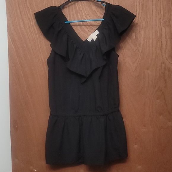 MICHAEL Michael Kors Tops - Micheal kors black peplum blouse with ruffles.  Size medium.